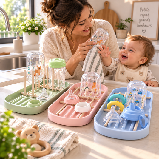 Egouttoir-biberon-a-cote-de-maman-qui-fait-sourire-bebe