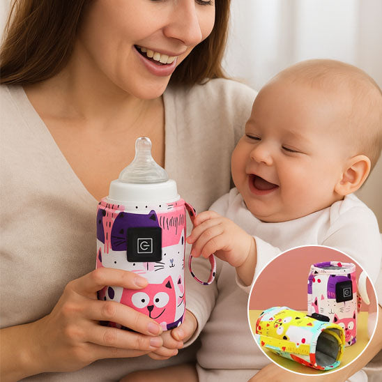 bebe-maman-tiennent-chauffe-biberon-portable-souriants