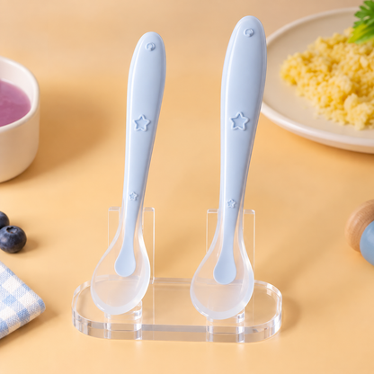 Duo de cuilleres bebe bleu pastel