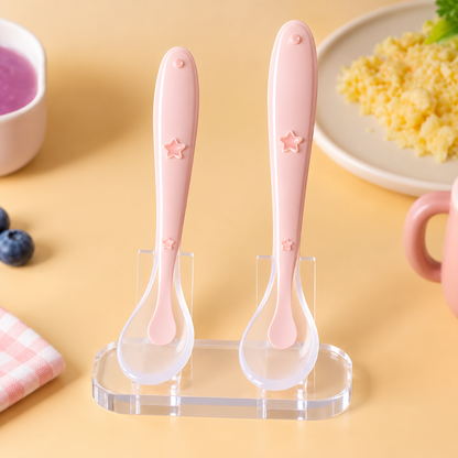 Duo de cuilleres bebe rose pastel
