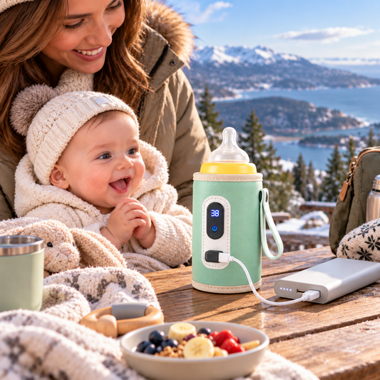 maman-bebe-en-nature-avec-chauffe-biberon-nomade