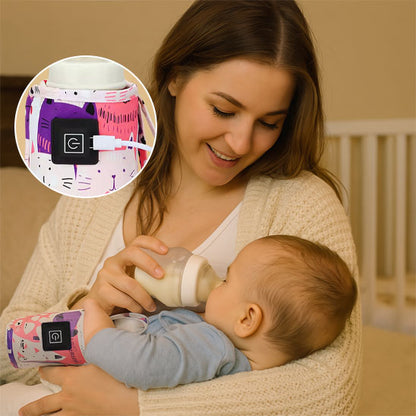bebe-maman-tiennent-chauffe-biberon-portable-souriants