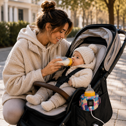 Pause repas rapide grâce au chauffe biberon portable
